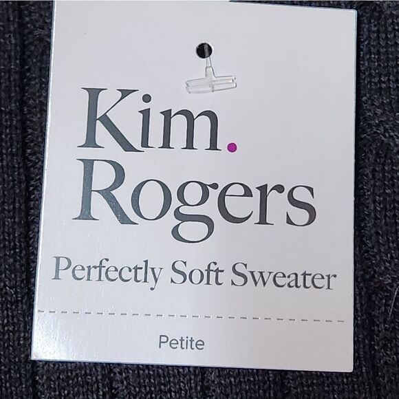 🔺️NWT Kim Rogers Black Cable Knit Perfectly Soft Sweater Petite Large - Picture 9 of 11